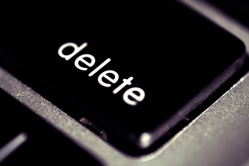 Closeup image of the word "delete" on a keyboard button