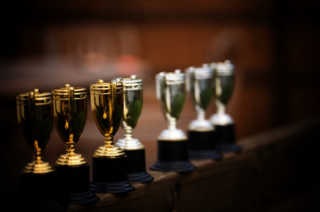 A row of mini awards