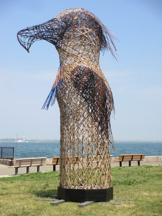 “The Beacon," a large bird sculpture by the oceanside by Donna Dodson and Andy Moerlein