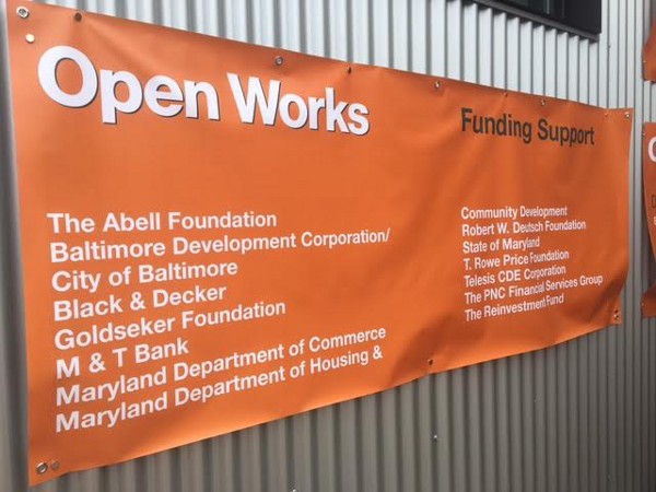 Sign for Open Works.