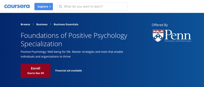 Graphic for Penn State's Foundation of Positive Psychology Specialization