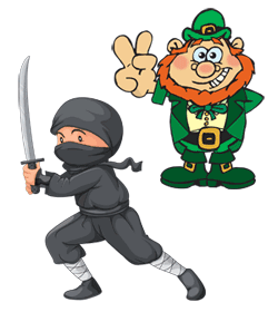 ninja and leprechaun cartoon characters