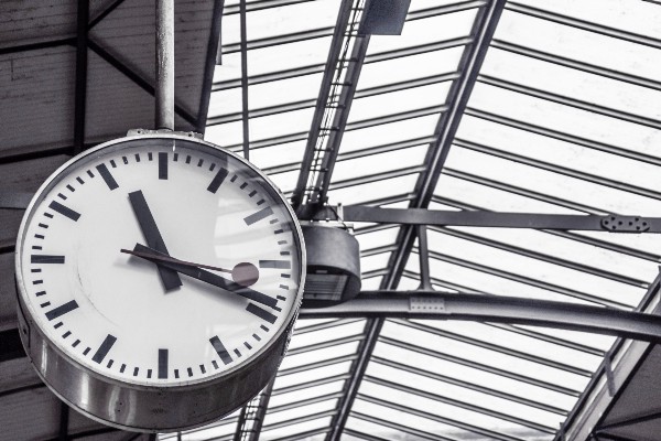 Clock at a train station